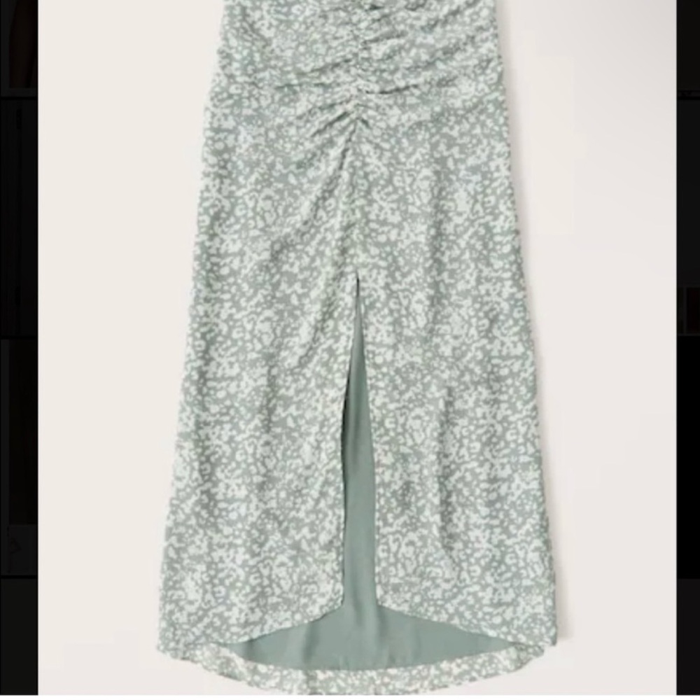 Abercrombie & Fitch Mint Green and White Floral Midi Skirt with Slit Size Medium